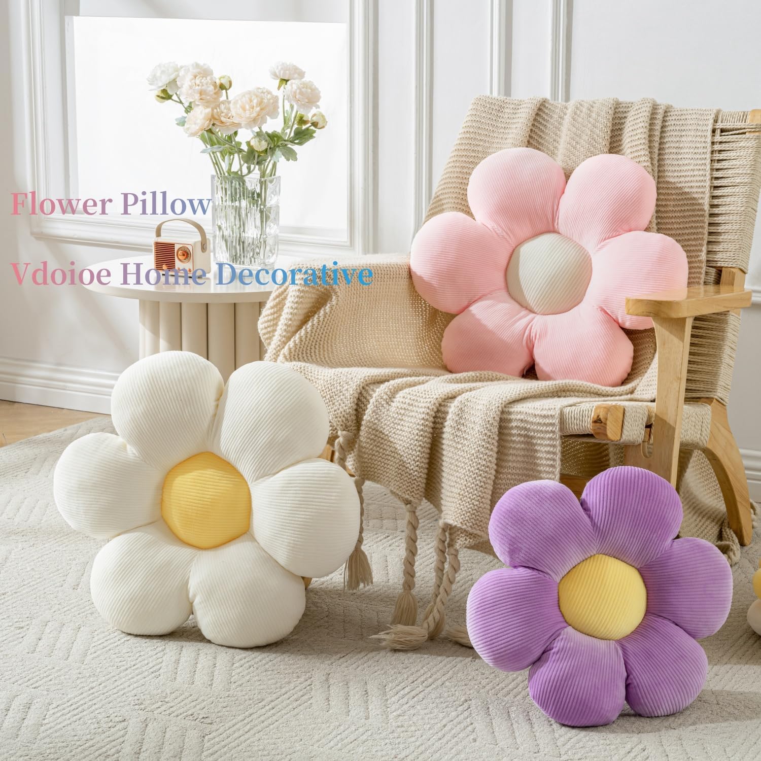 Cute Daisy Throw Pillow 196 Inch Flower Shaped Decorative Cushion