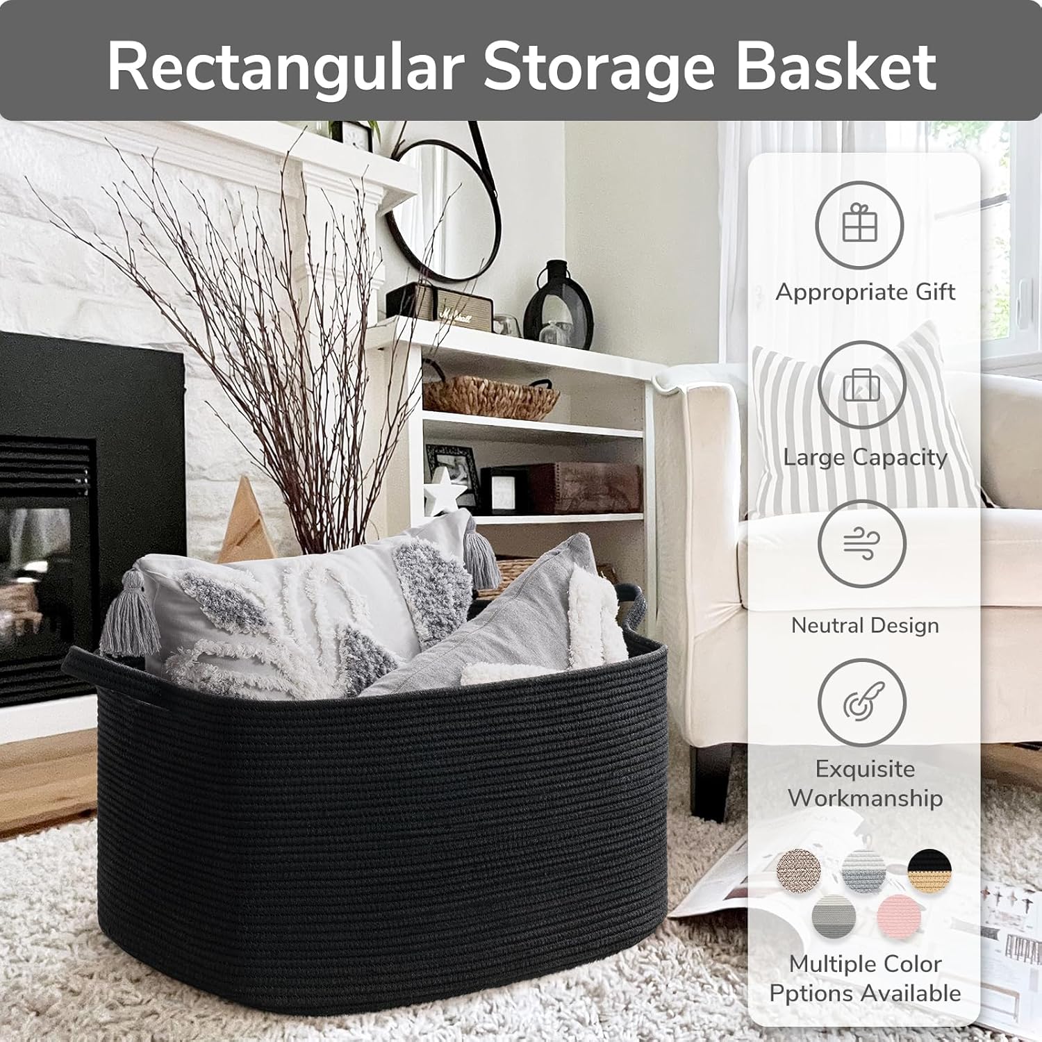 Goodpick Large Woven Storage Basket for Blankets and Toys