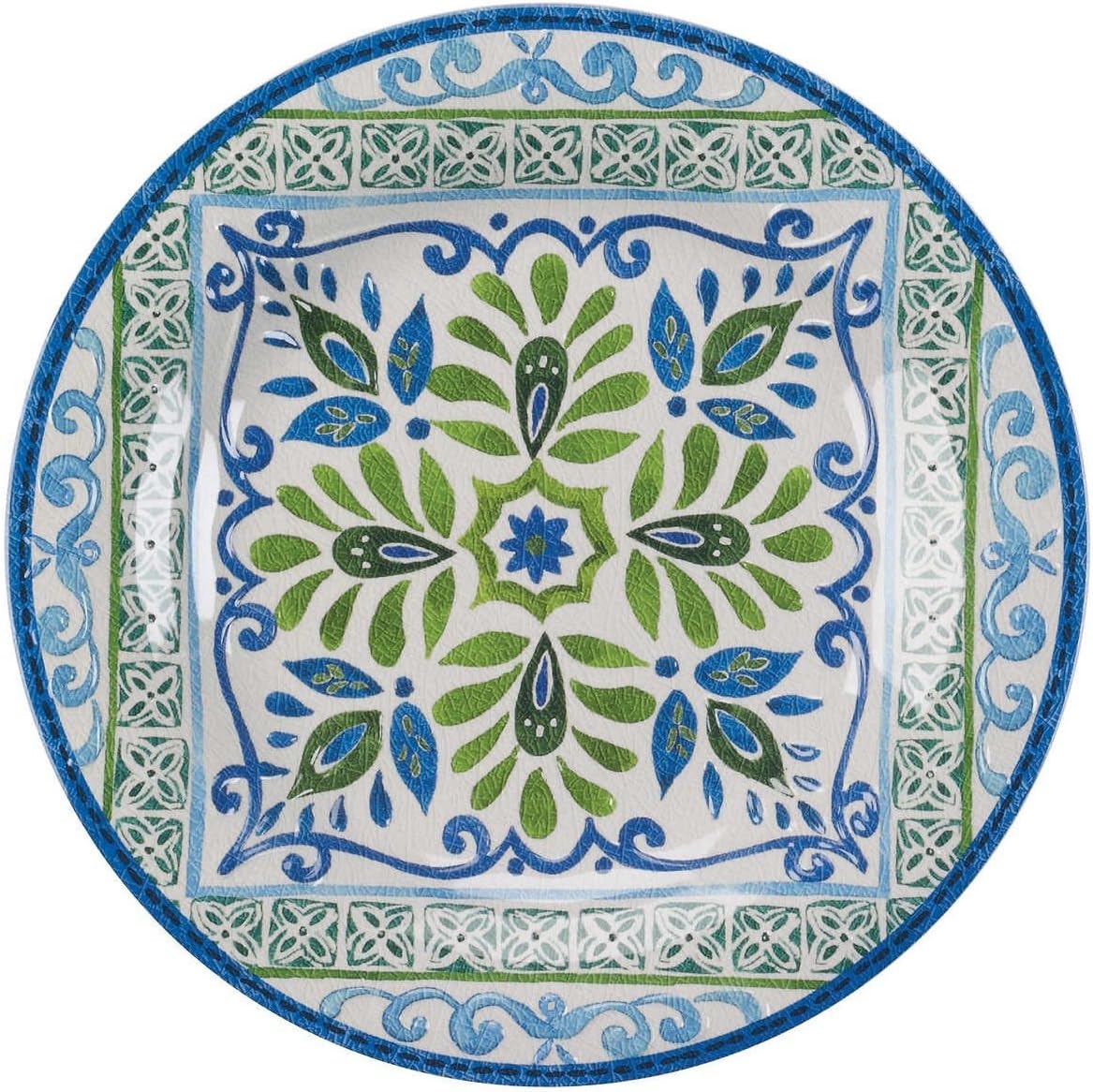 Melamine 12 Piece Dinnerware Set Blue Green