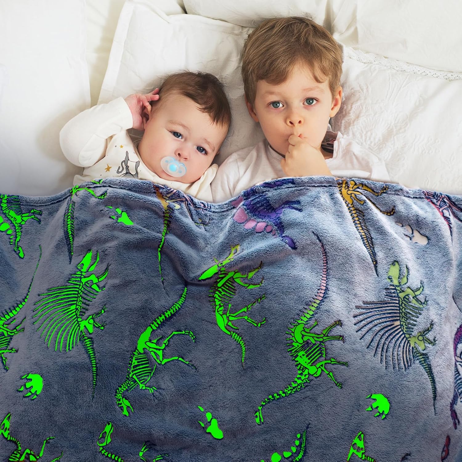 Glow in The Dark Dinosaur Throw Blanket for Kids