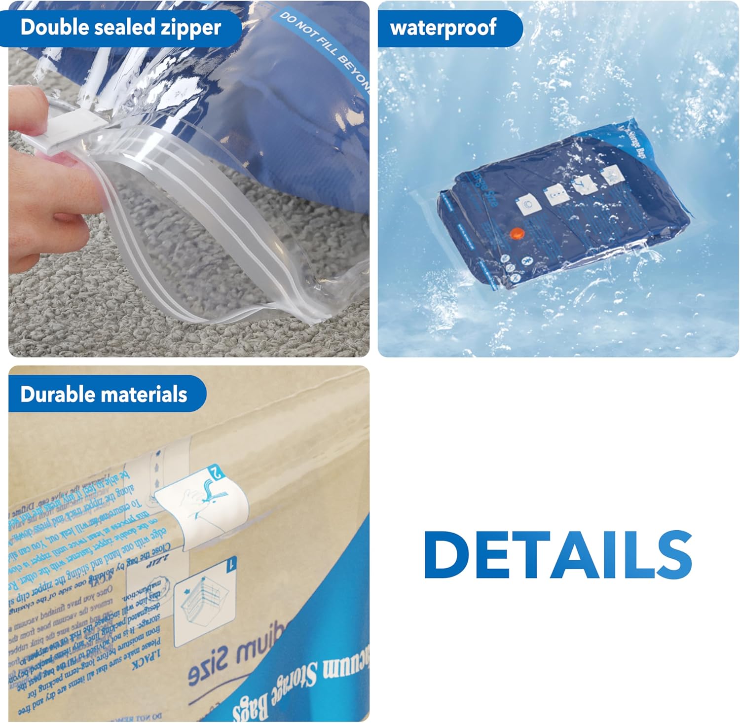 MEIQIHOME 16-Piece Vacuum Storage Bags with Electric Air Pump