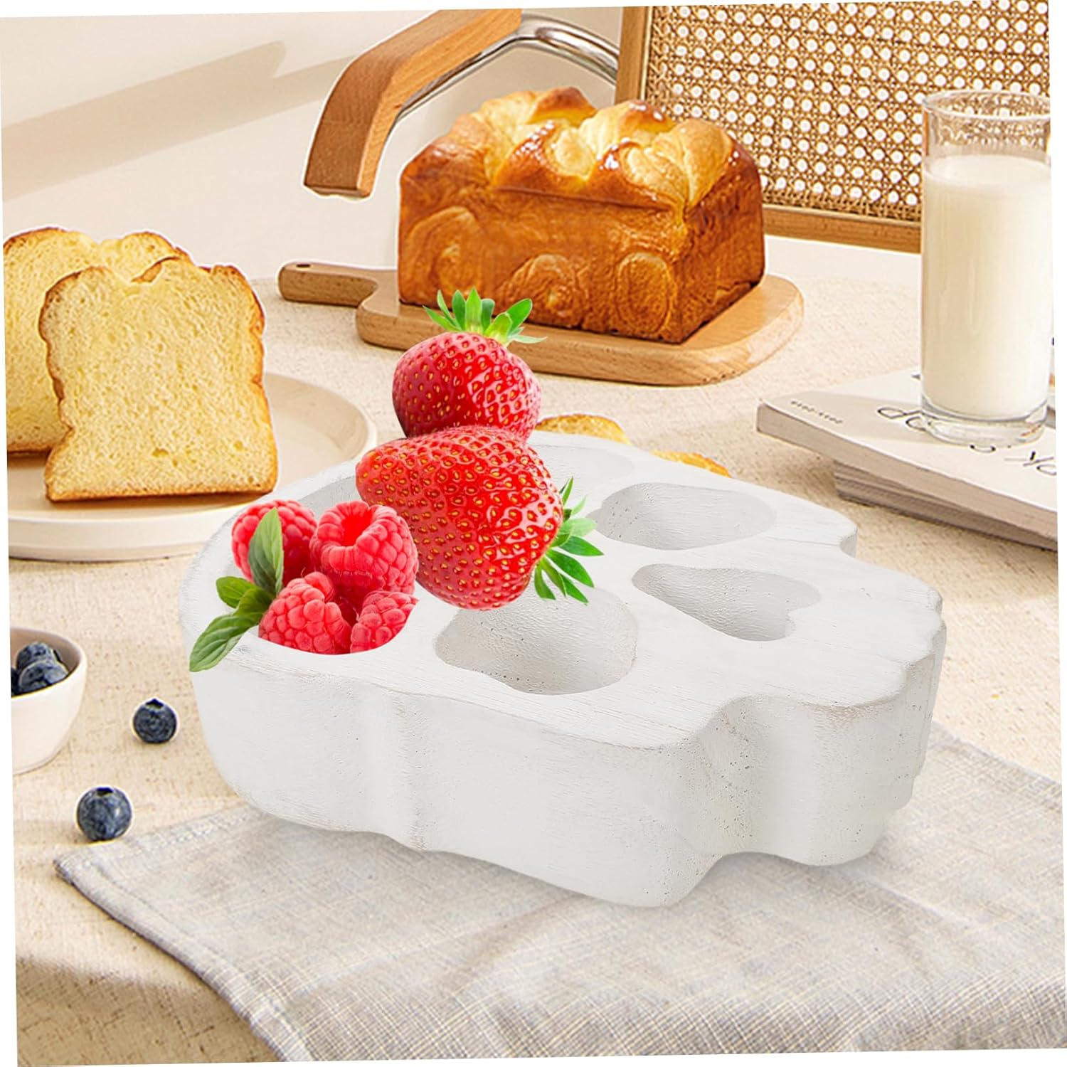 Skull-Shaped Wood Candle Holder Halloween Serving Tray