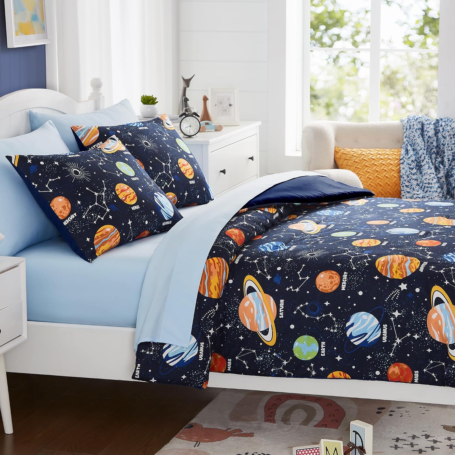 Glow In The Dark Space Comforter Set For Kids