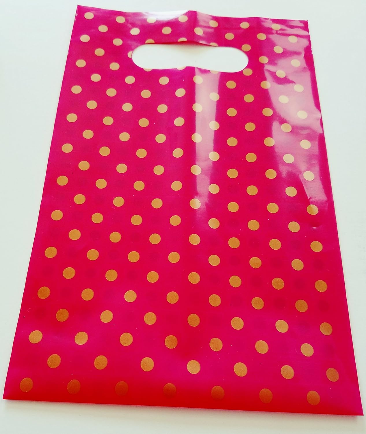 Pink Handle Favor Bags with Gold Polka-Dots 24 Pack