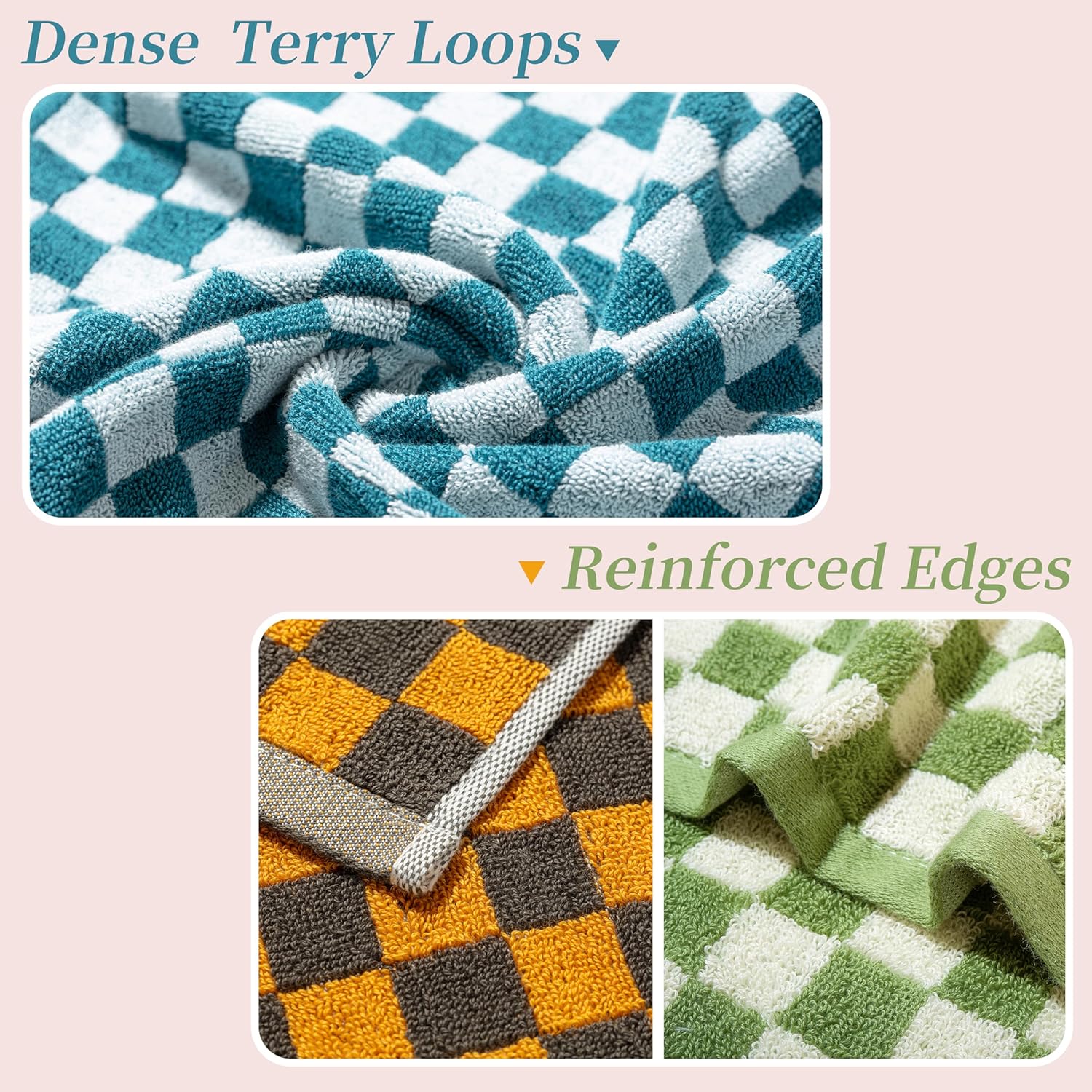 Madi-Cadi Hand Towels 5 Pack - Soft Absorbent Checkered Design