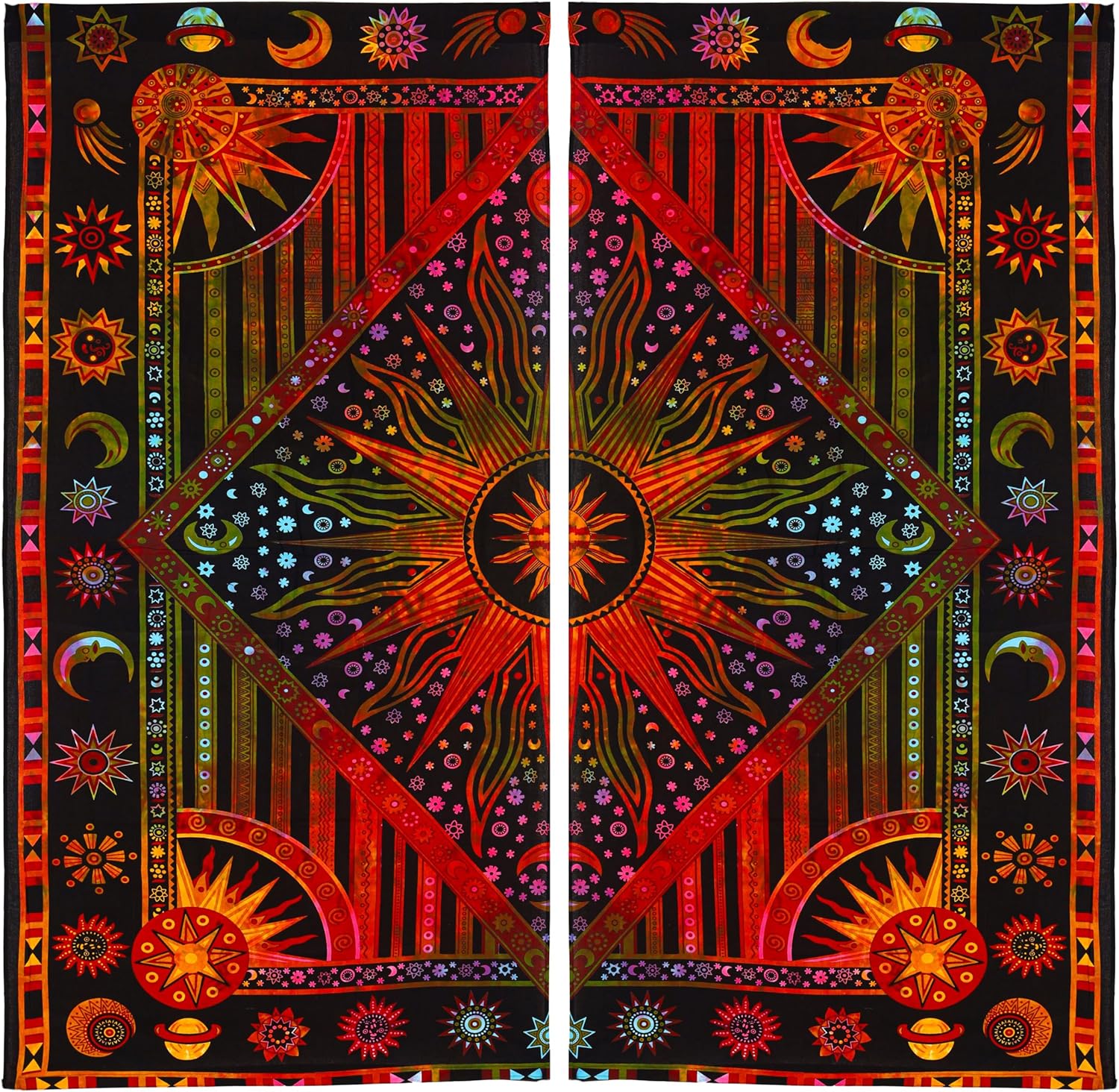 Bless International Golden Tie Dye Window Curtain Panels for Bedroom