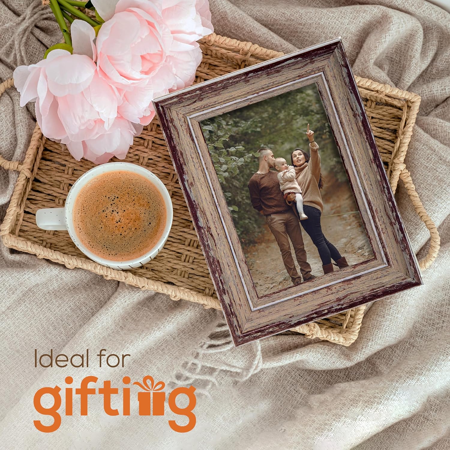 Weathered Picture Frame 4x6 Taupe Wall or Tabletop