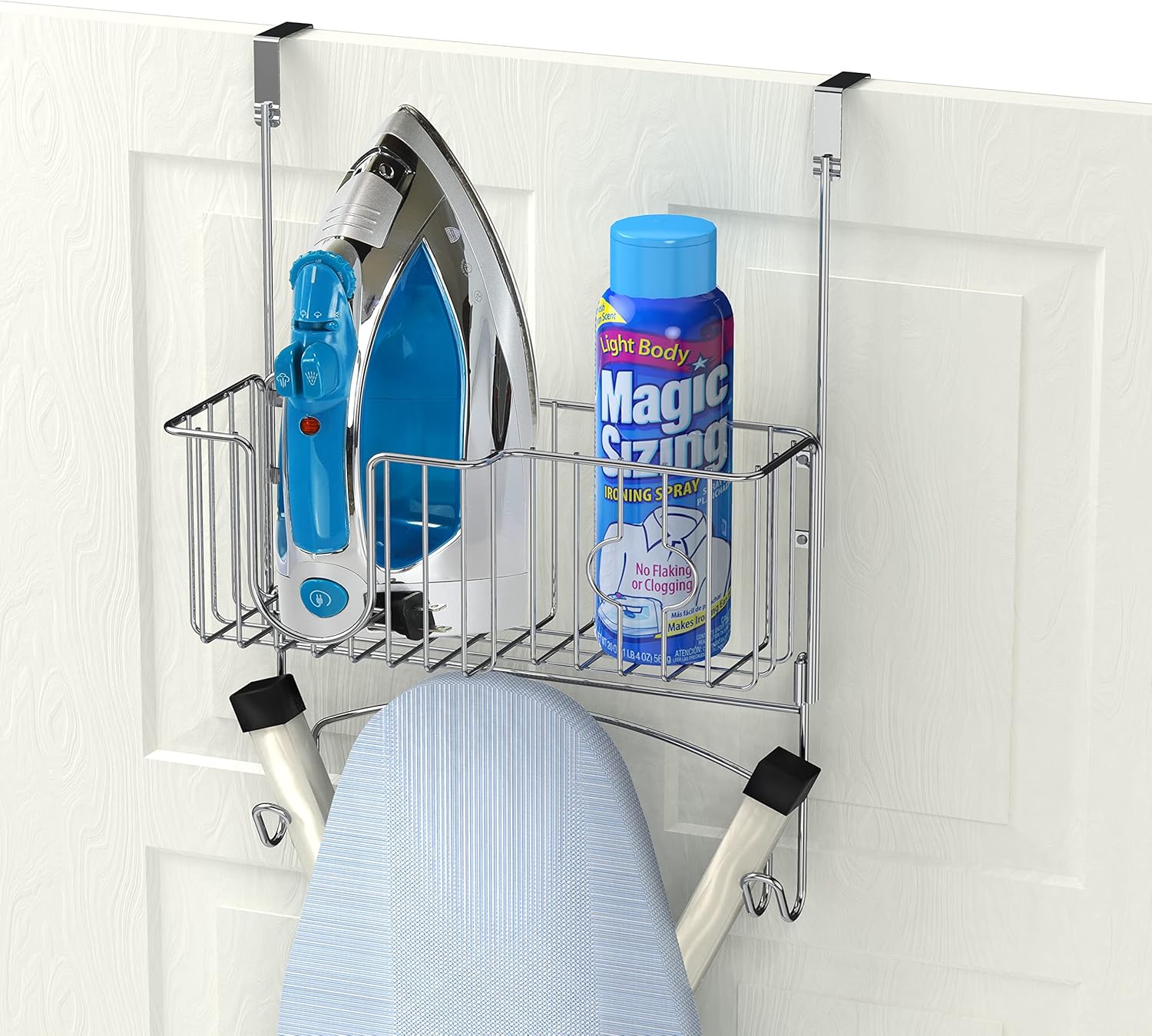 Simple Houseware Ironing Board Holder with Chrome Finish