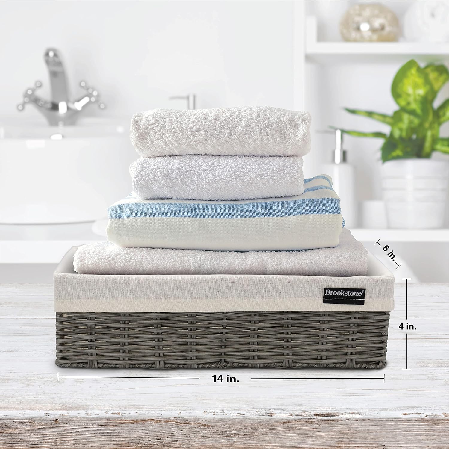 Brookstone Wicker Storage Basket Organizer