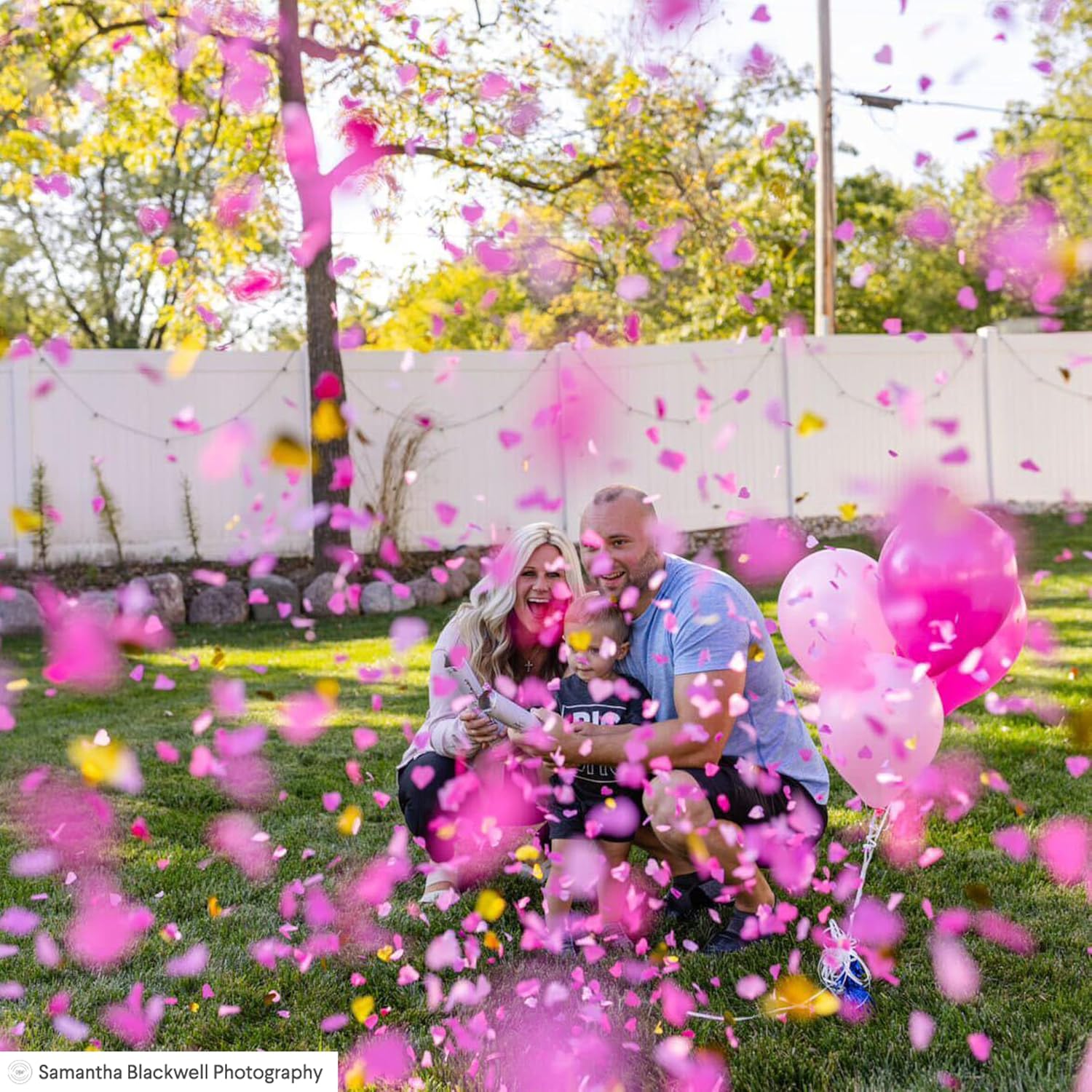 PrimePure Pink Heart Shaped Confetti Cannon - 2 Pack Gender Reveal Party Poppers