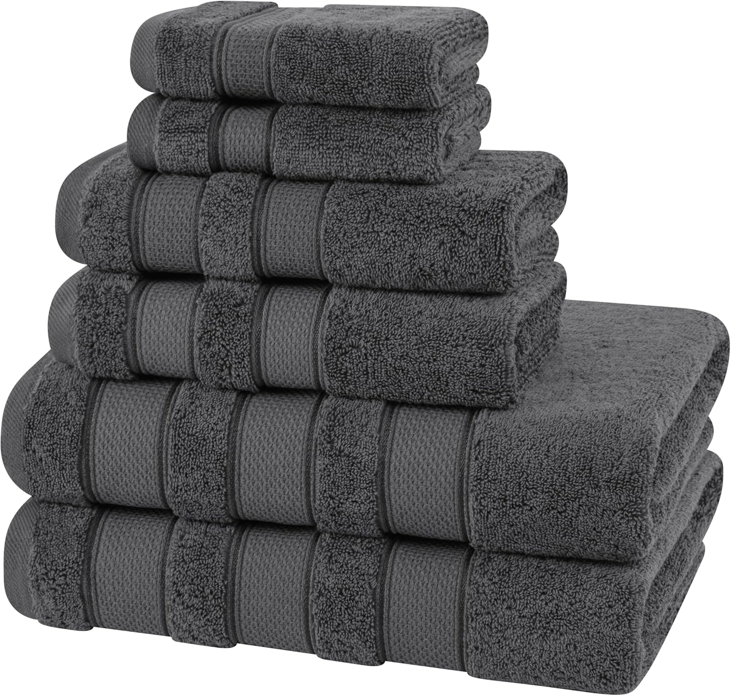 American Soft Linen Salem Bath Towel Set 6 Piece Dark Gray