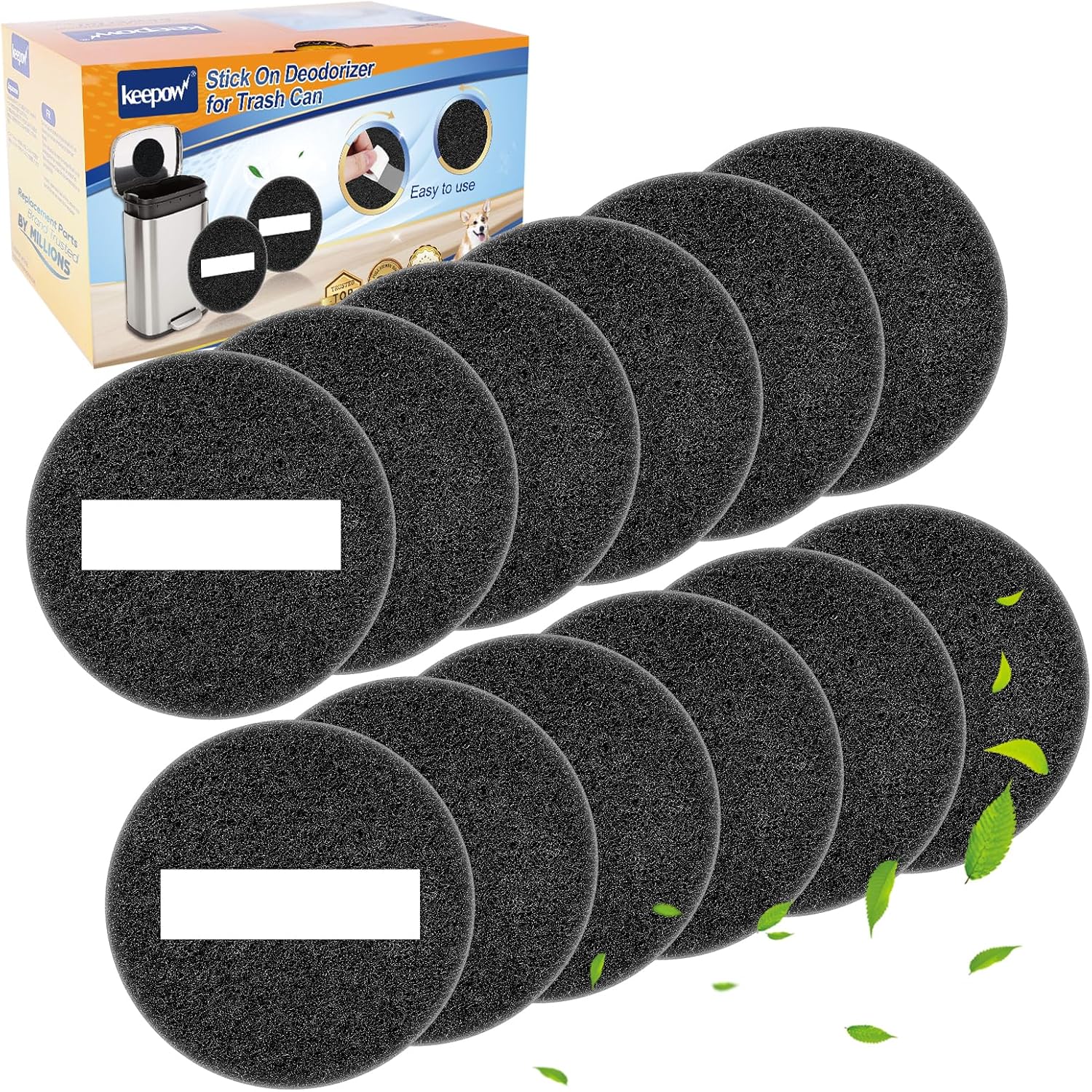 KEEPOW 12 Pack Stick On Deodorizer for Trash Cans