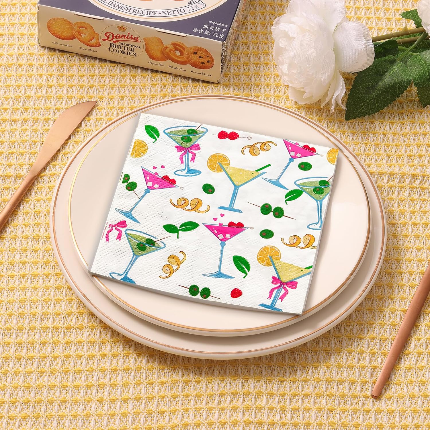 Martini Party Decorations Cocktail Napkins 52 Pack 5x5 Folded