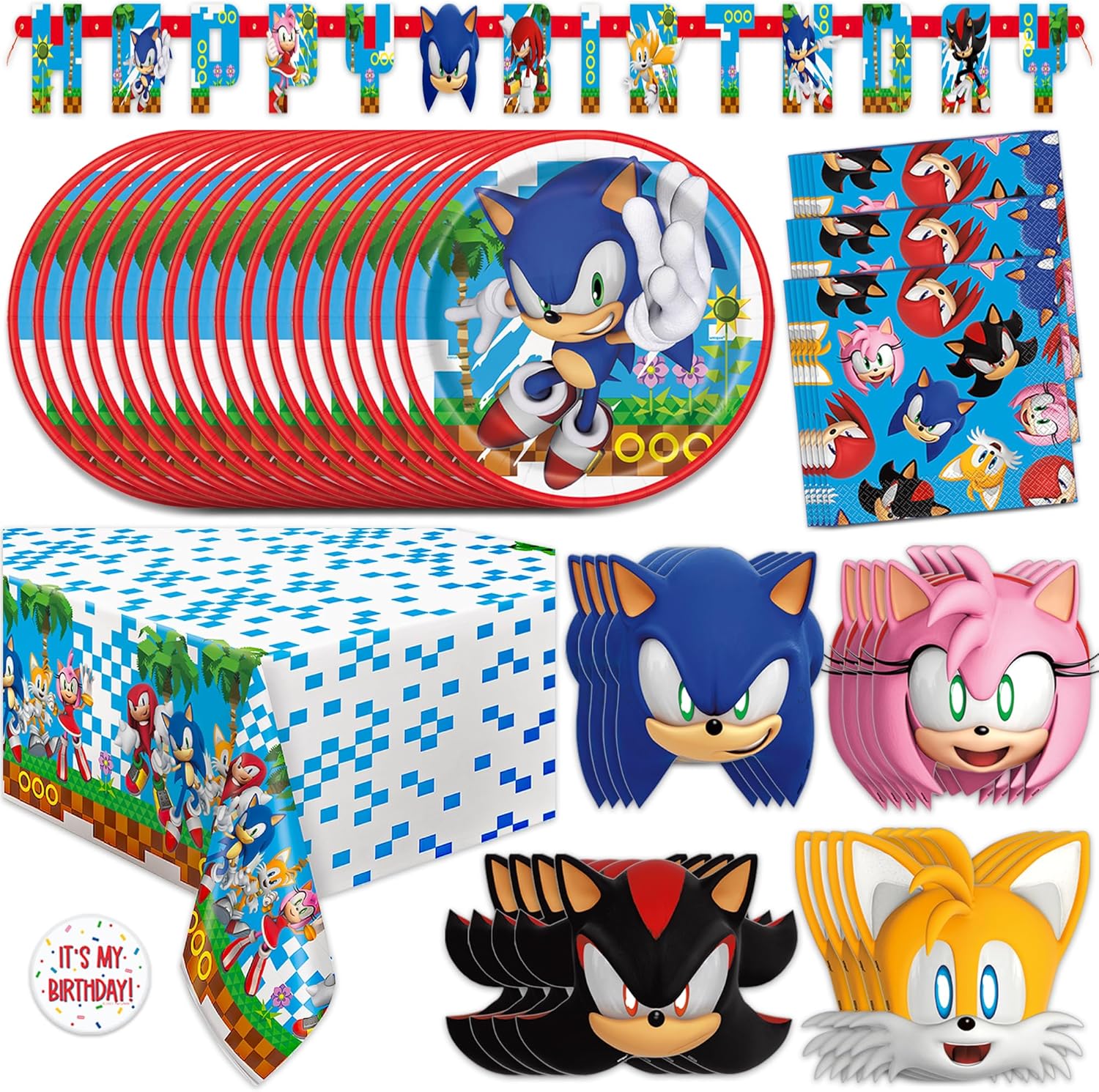Sonic Birthday Party Decor Set for 16