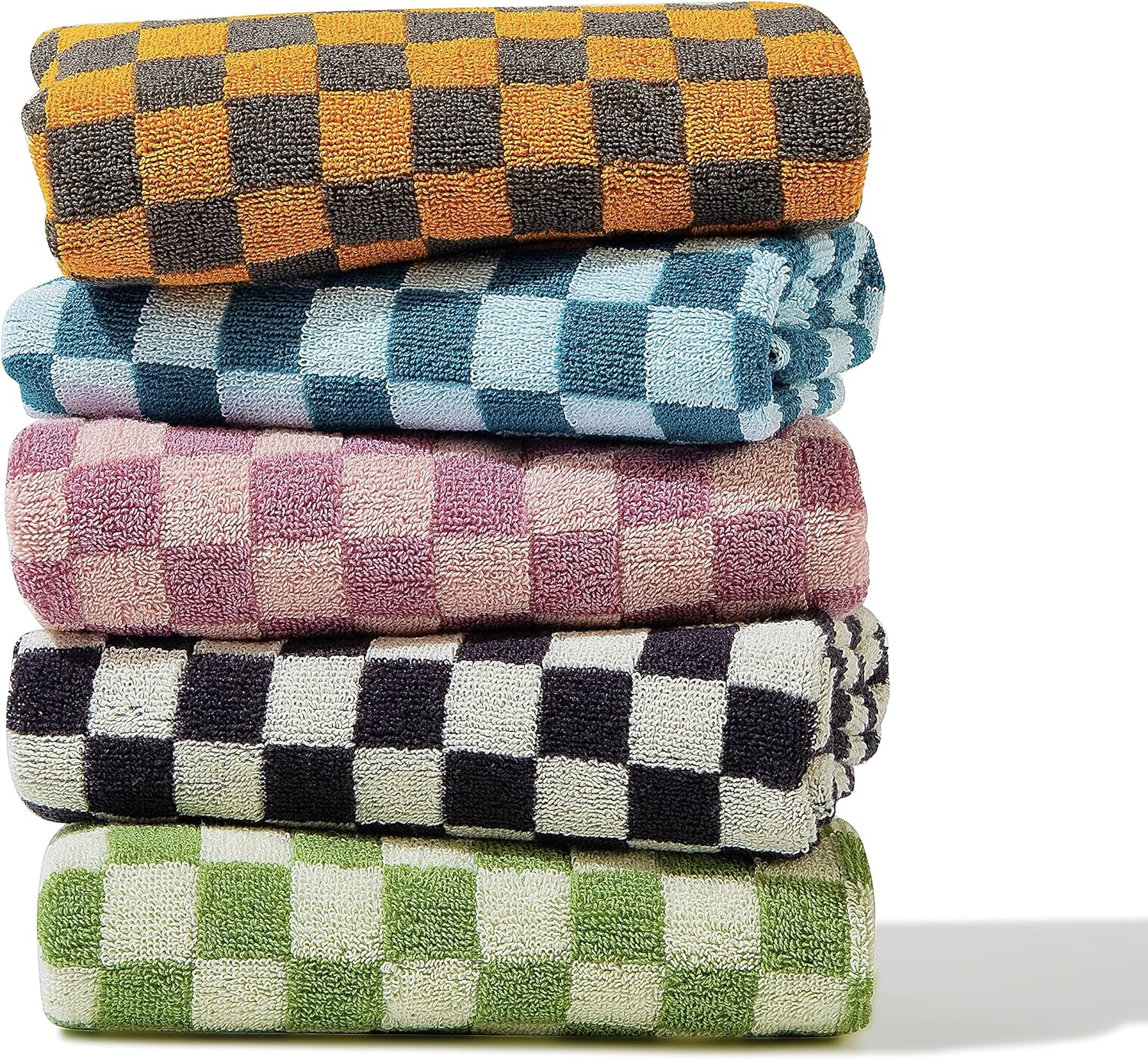 Madi-Cadi Hand Towels 5 Pack - Soft Absorbent Checkered Design
